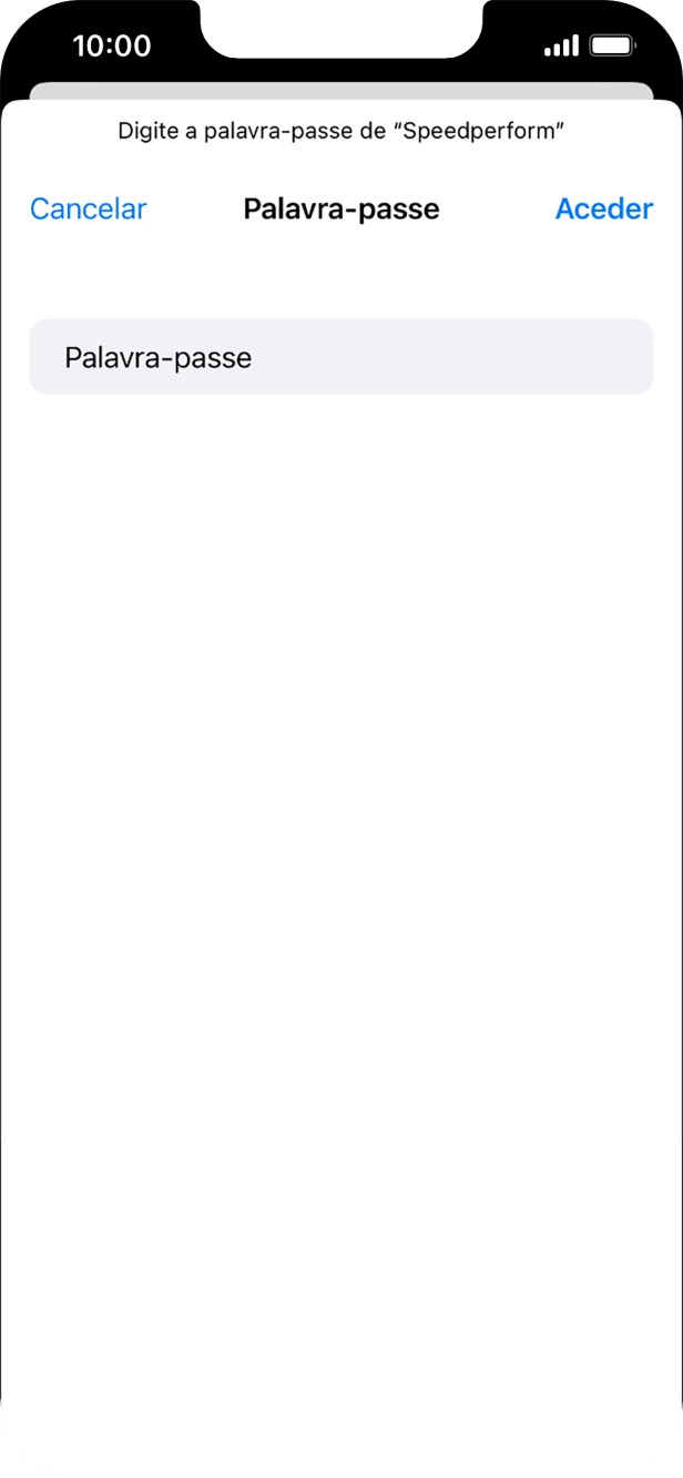 Introduza a password da rede Wi-Fi e prima Aceder.