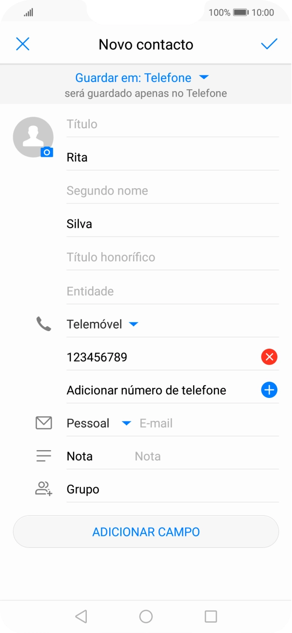 Prima o ícone para guardar.