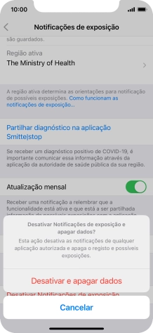 Prima Desativar e apagar dados.