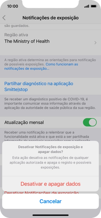 Prima Desativar e apagar dados.