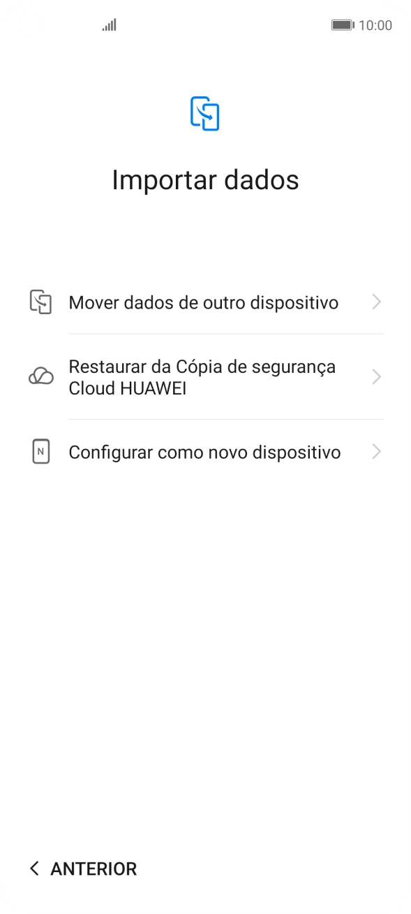 É possível transferir conteúdo de outro telefone quando o telefone for ativado antes da primeira utilização e quando o telefone tiver sido reiniciado. Quando esta imagem for mostrada no ecrã, o telefone está pronto para transferir conteúdo de outro telefone.