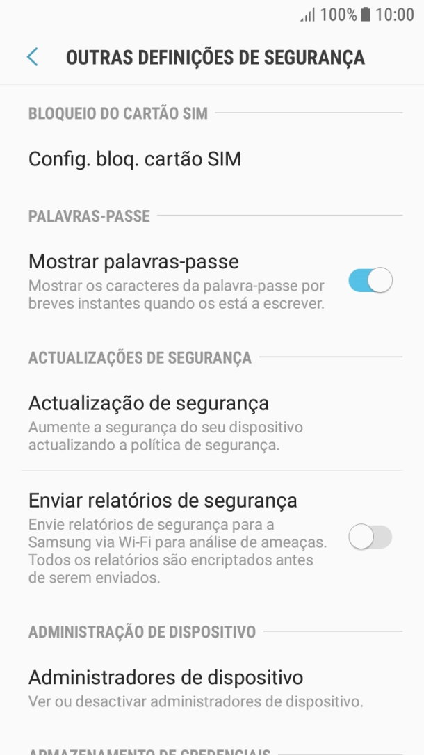 Prima Config. bloq. cartão SIM.