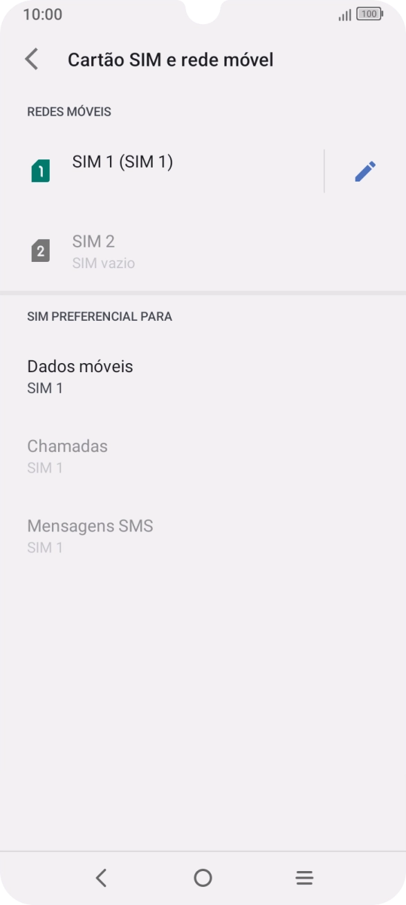 Prima o nome do cartão SIM.