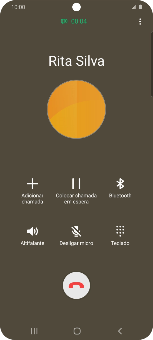 Prima o ícone para terminar a chamada.