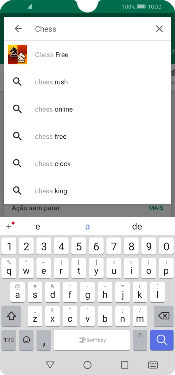 Introduza o nome ou categoria da app pretendida e prima o ícone para pesquisar.
