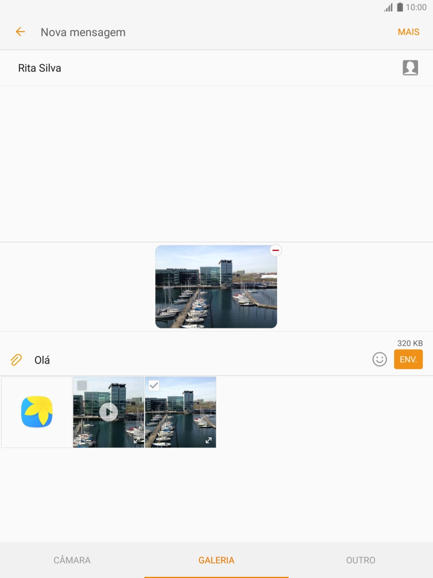 Prima ENV. quando terminar de escrever a sua mensagem multimédia.