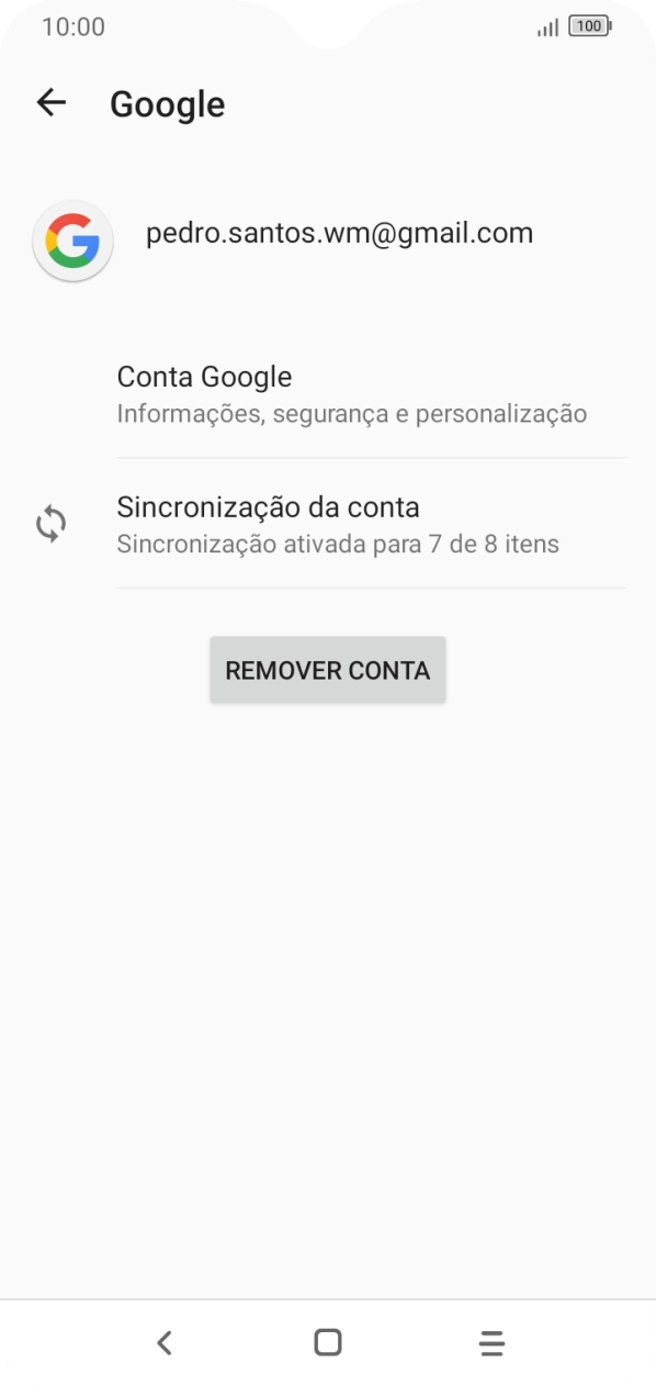 Prima Sincronização da conta.