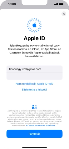 Válaszd a Folytatás lehetőséget.