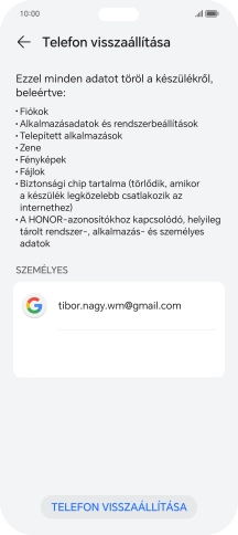 Válaszd a TELEFON VISSZAÁLLÍTÁSA lehetőséget.