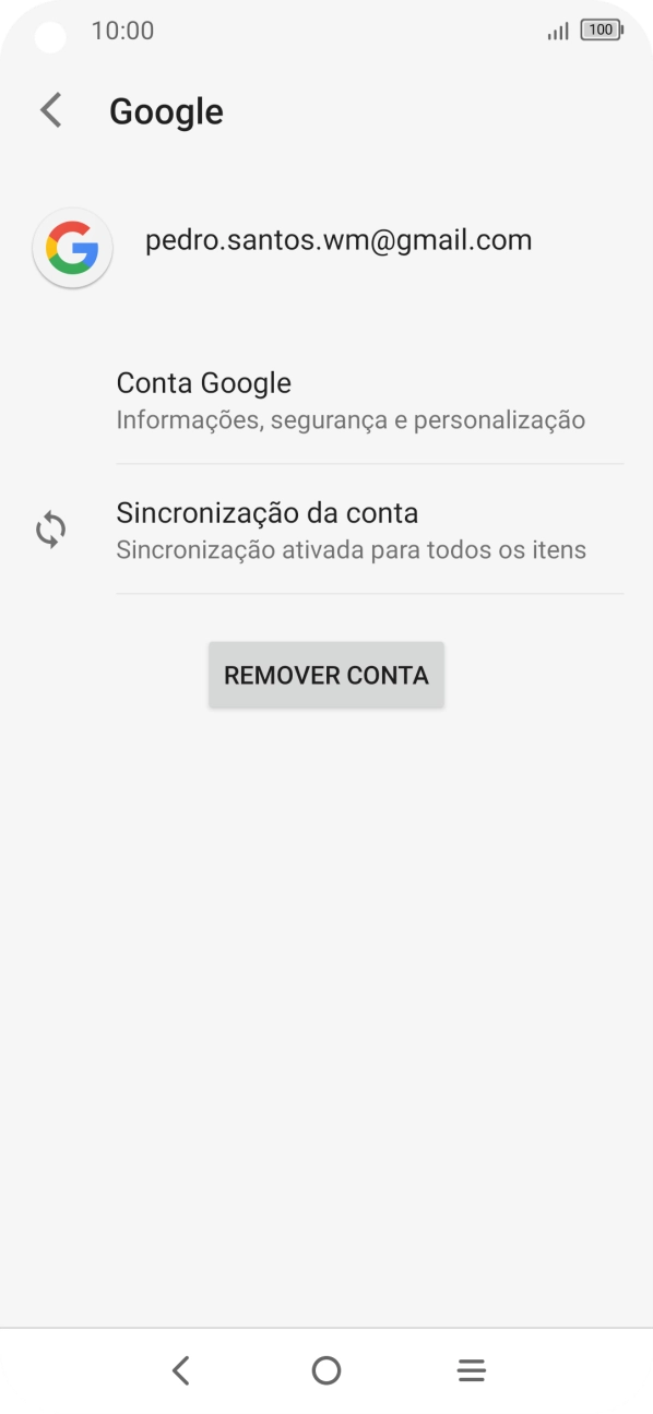 Prima Sincronização da conta.