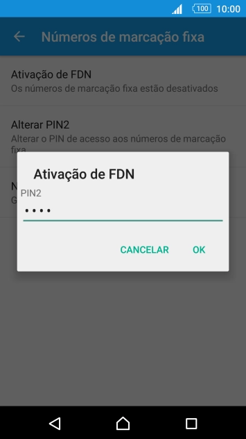 Introduza o código PIN2 e prima OK.