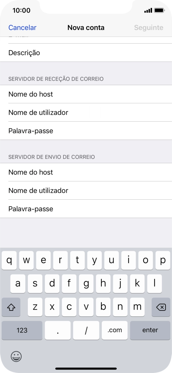Prima Nome de utilizador e introduza o nome de utilizador da sua conta de e-mail na Vodafone.