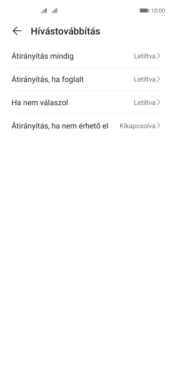 Kattints a kívánt hívásátirányítás-típusra.