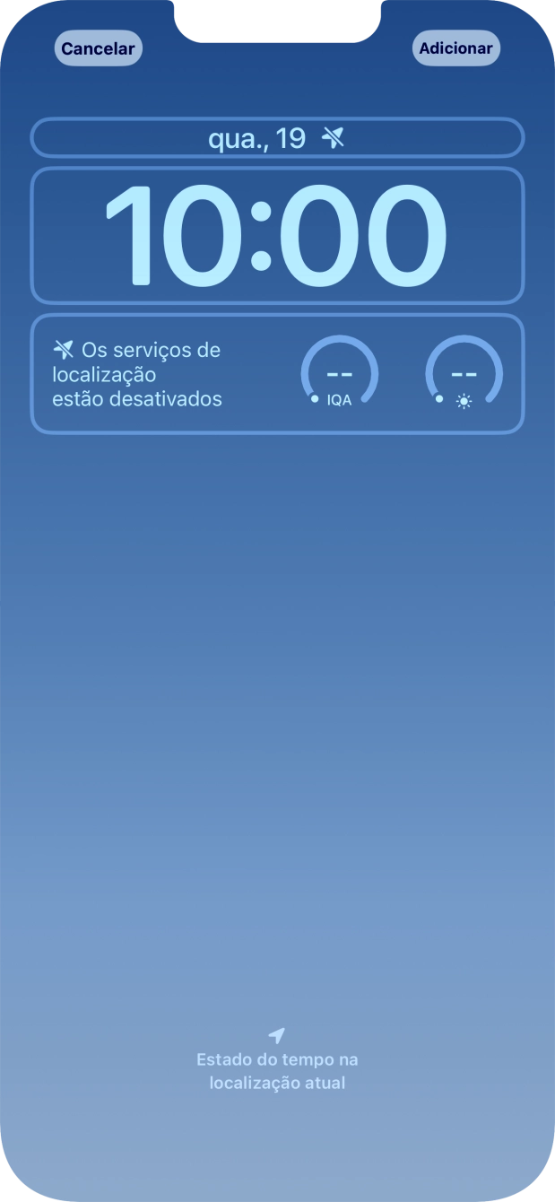 Se pretender personalizar a visualização da data no ecrã de bloqueio, prima o widget de data e siga as indicações no ecrã para escolher a visualização pretendida para o widget.