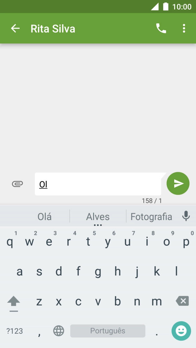 As palavras sugeridas são mostradas no ecrã enquanto escreve. Prima  a palavra pretendida durante uns instantes para ver mais sugestões de palavras.