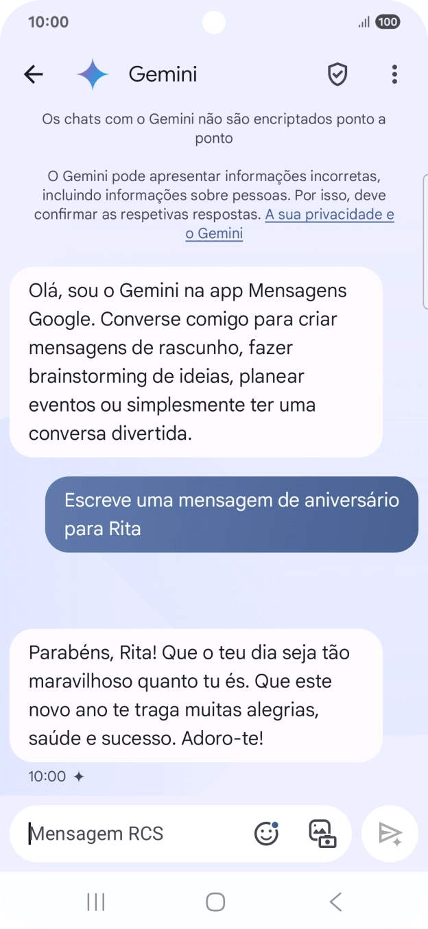 As sugestões de texto da Gemini são agora mostradas no ecrã.