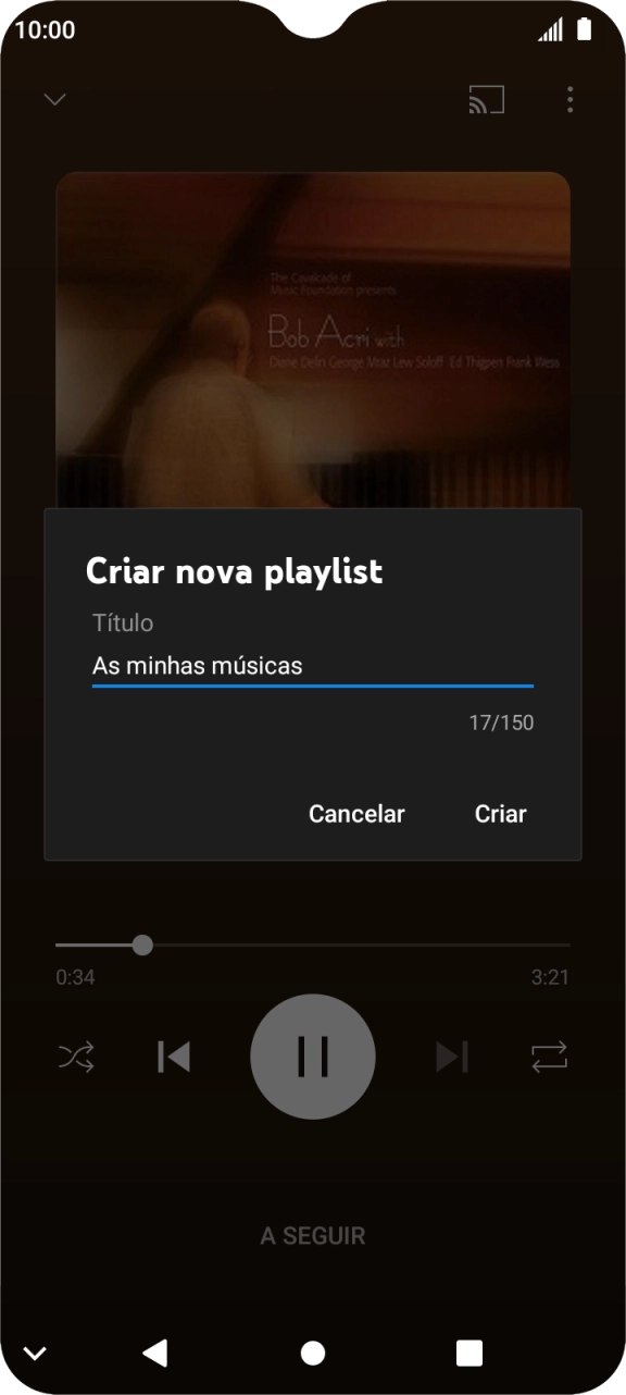 Introduza o nome pretendido para a lista de reprodução e prima Criar.