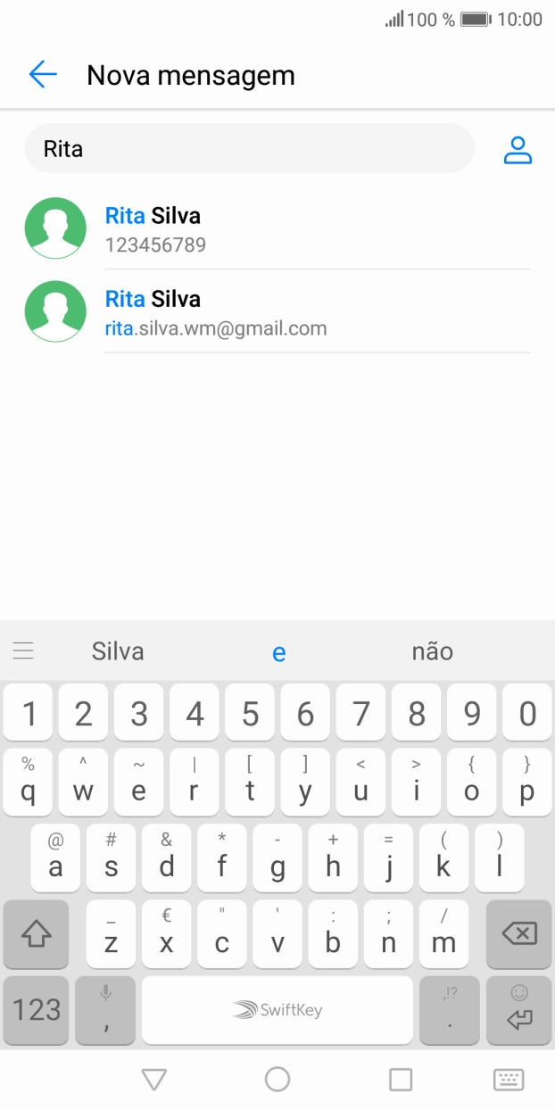 Prima o contacto pretendido.