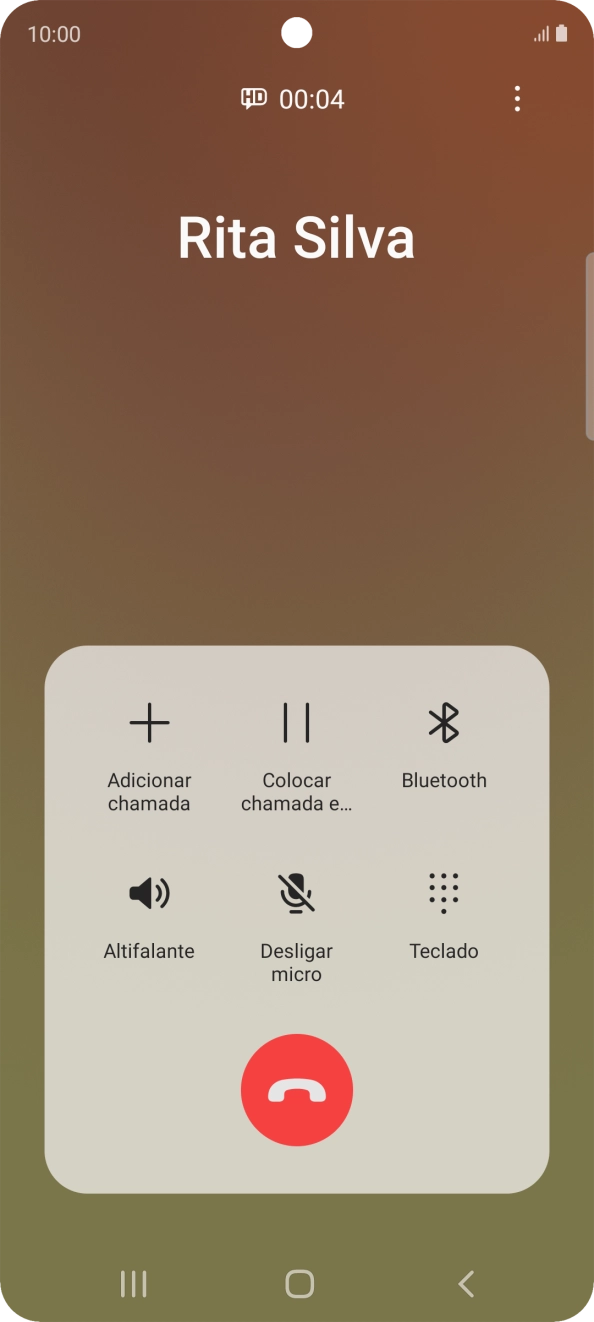 Prima o ícone para terminar a chamada.