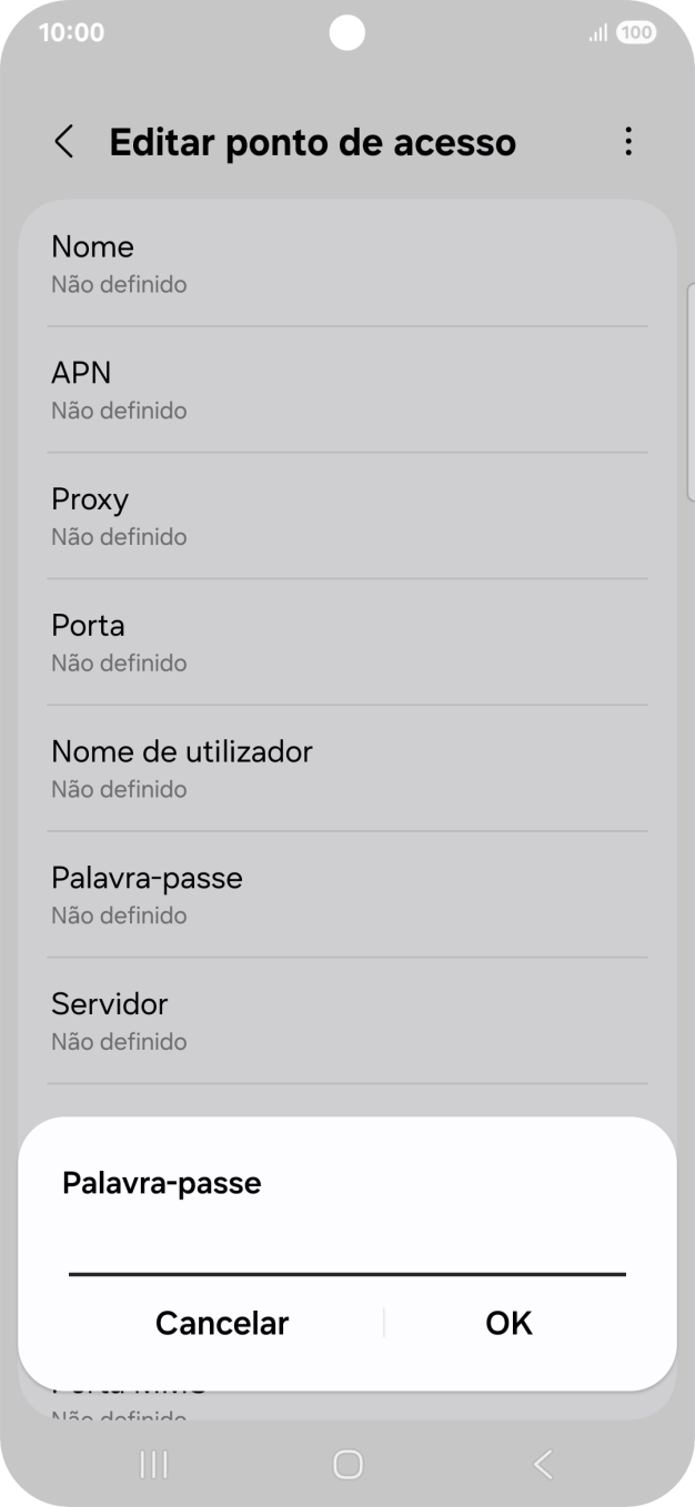 Introduza vodafone e prima OK.