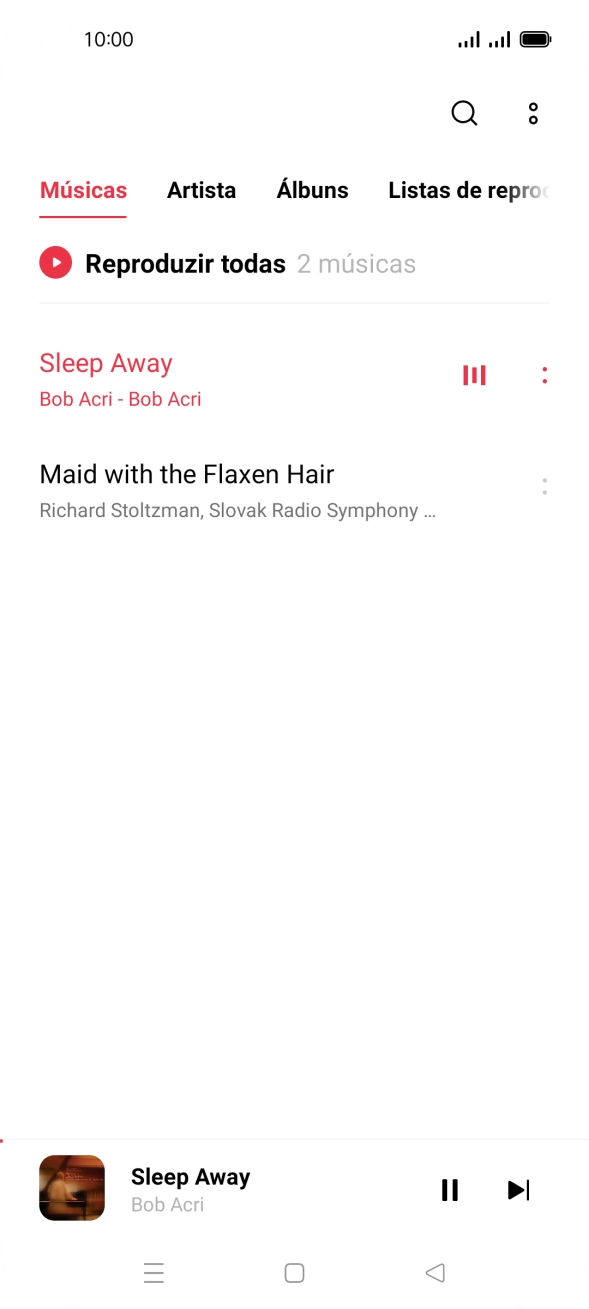 Prima o título da música na parte inferior do ecrã.