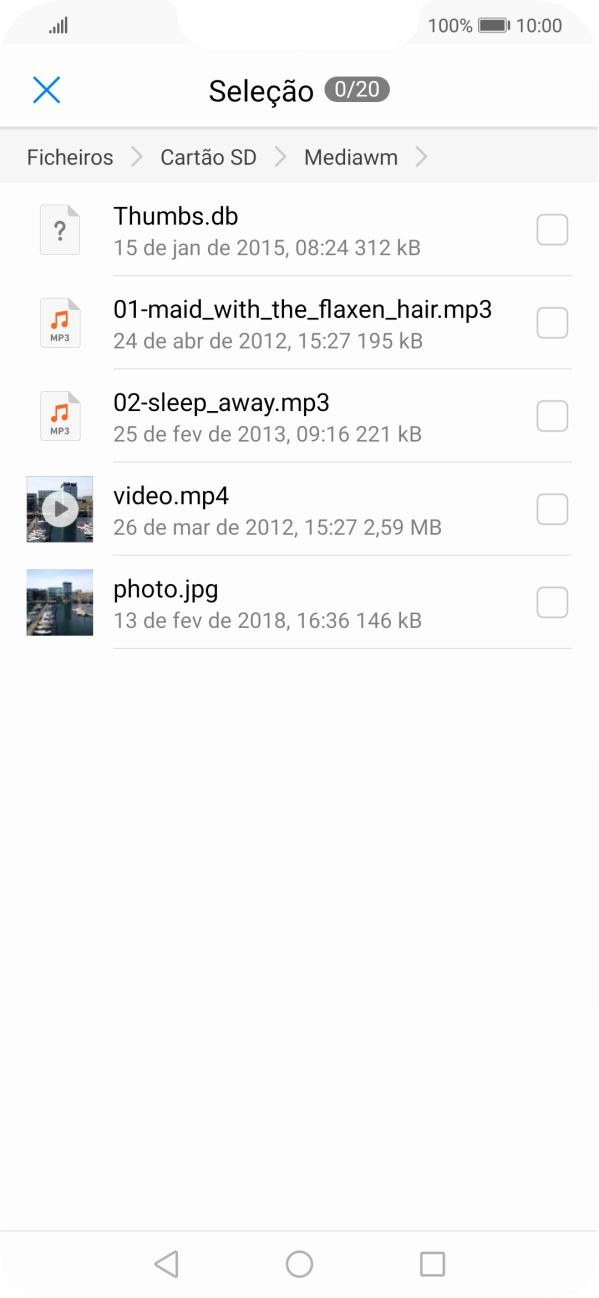 Vá até à pasta pretendida e prima o ficheiro pretendido.