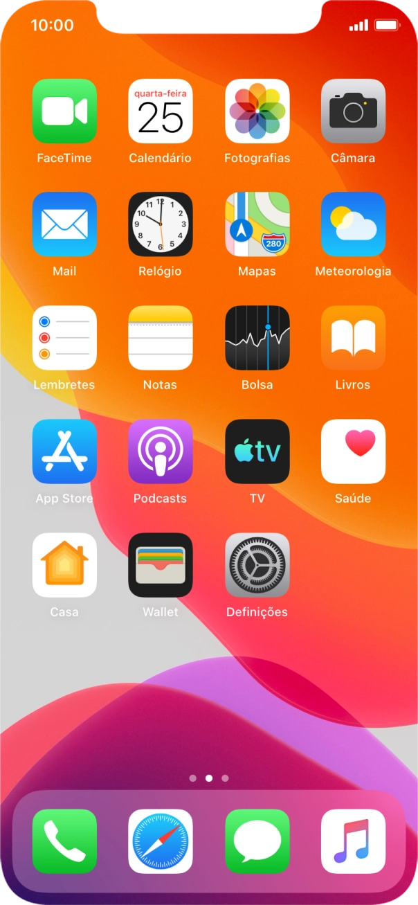 Deslize o dedo lentamente de baixo para cima a partir da base do ecrã, até que seja mostrada a lista das aplicações em curso.