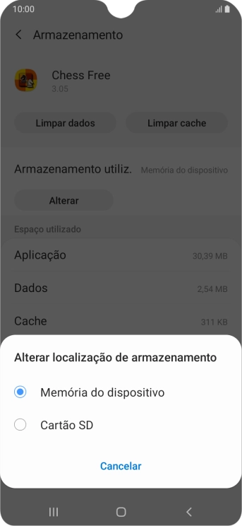 Prima o nome do cartão de memória.