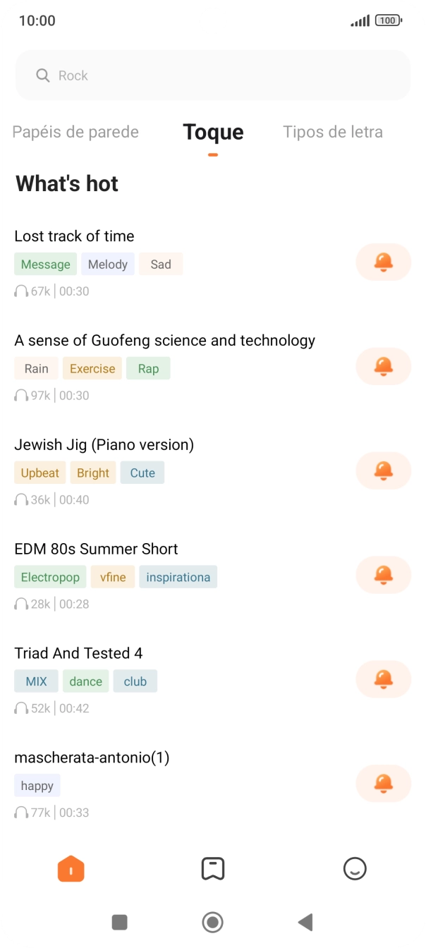 Prima os tons de toque pretendidos para os ouvir.