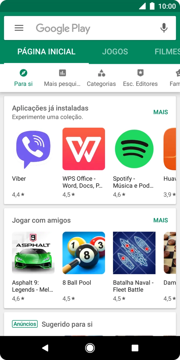 Deslize o dedo sobre o ecrã da esquerda para a direita.