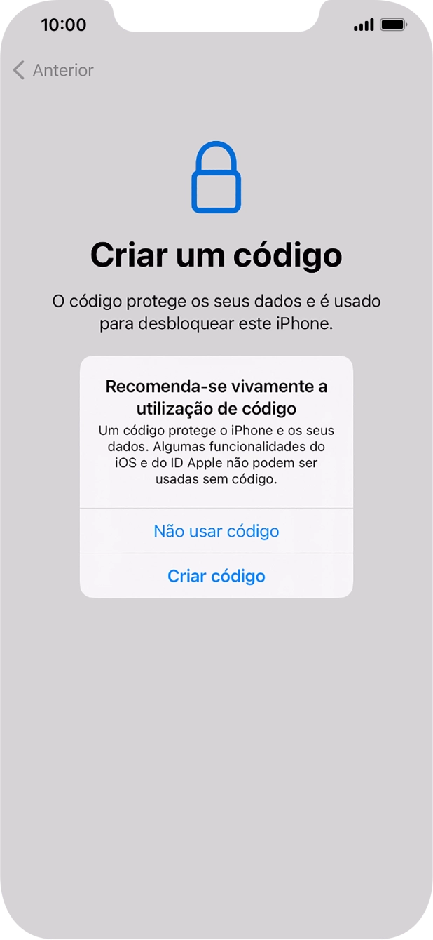 Se desativar a função, prima Não usar código.