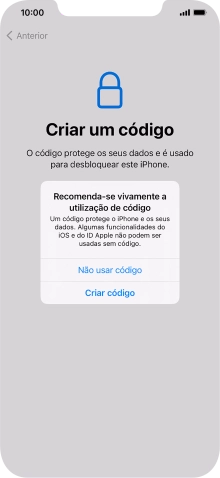Se desativar a função, prima Não usar código.