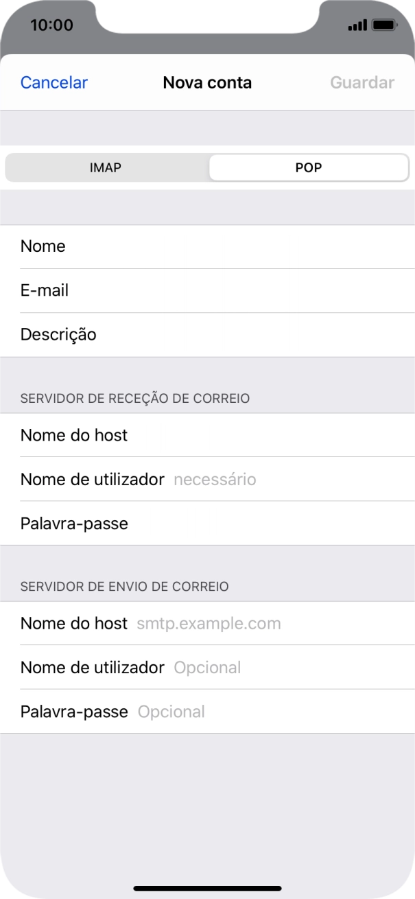 Prima Nome de utilizador e introduza o nome de utilizador da sua conta de e-mail.