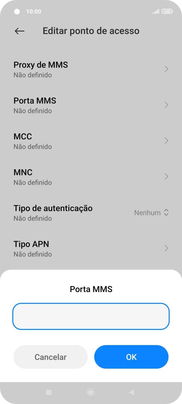 Introduza 80 e prima OK.