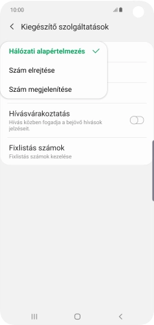 Válaszd a Szám megjelenítése lehetőséget a hívószámküldés bekapcsolásához.