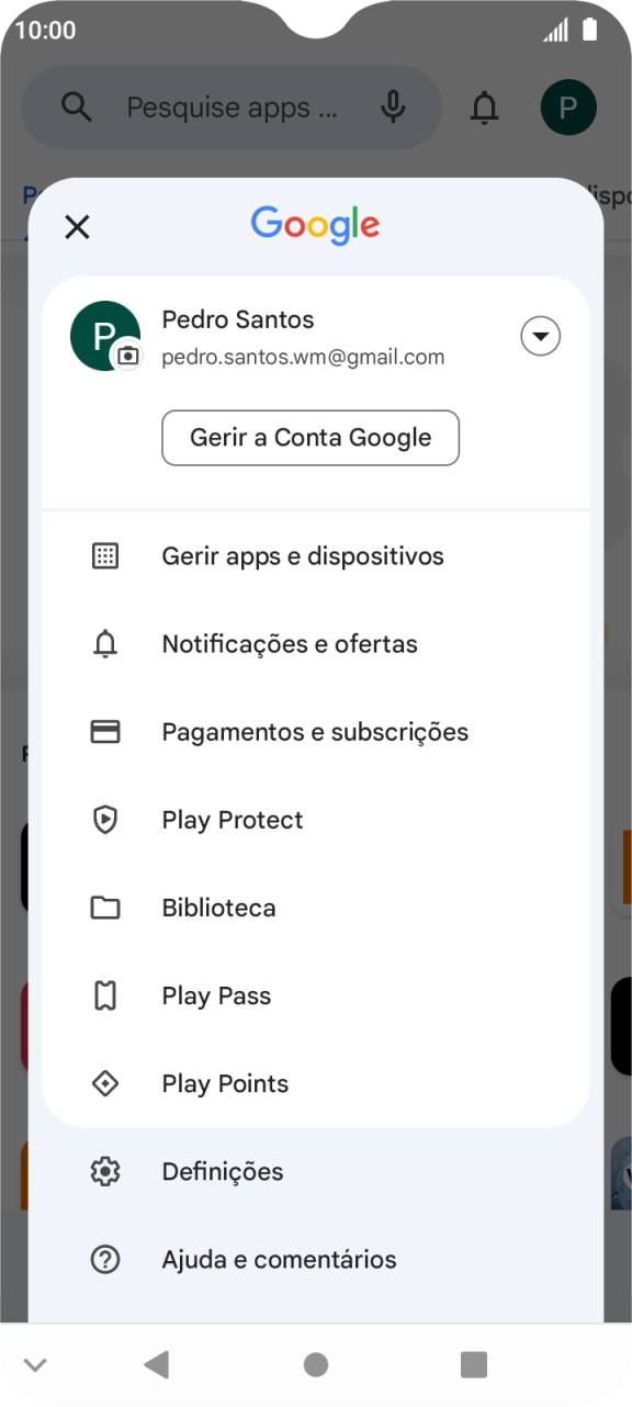 Prima Gerir apps e dispositivos.
