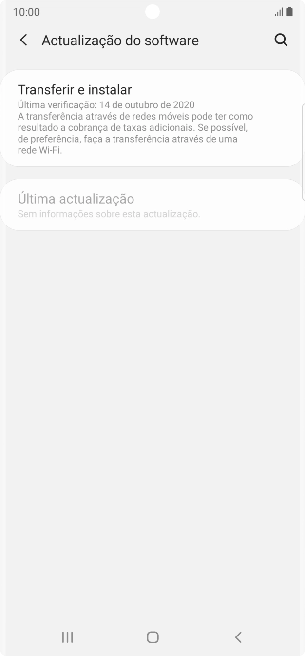 Prima Transferir e instalar. Se existir uma nova versão de software disponível, será agora indicado no ecrã. Siga as indicações no ecrã para atualizar o software do telefone.