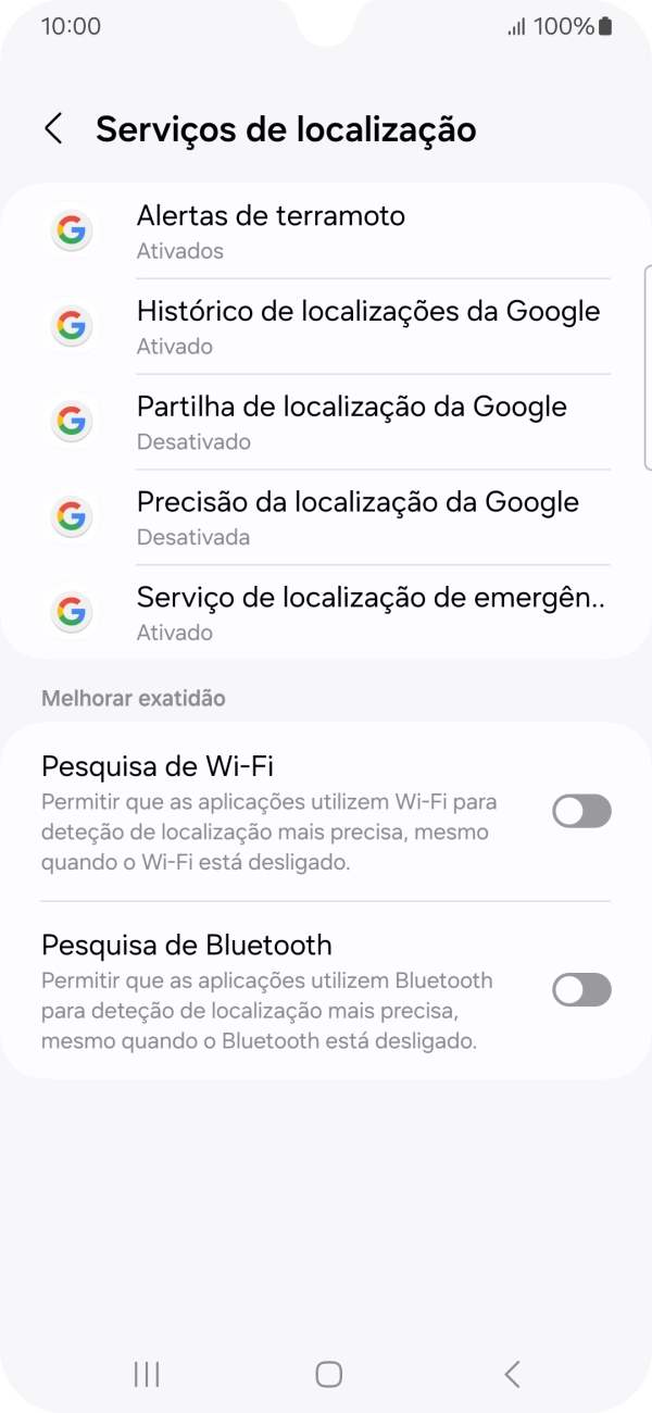 Prima Precisão da localização da Google.