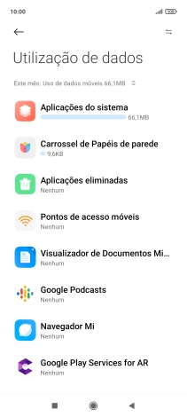O consumo total de dados para o período escolhido é agora mostrado no ecrã.