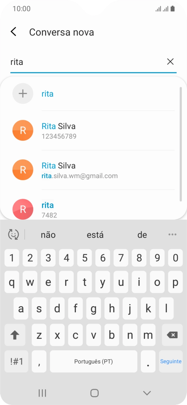 Prima o contacto pretendido.