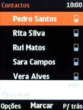 Prima a tecla de seleção esquerda.