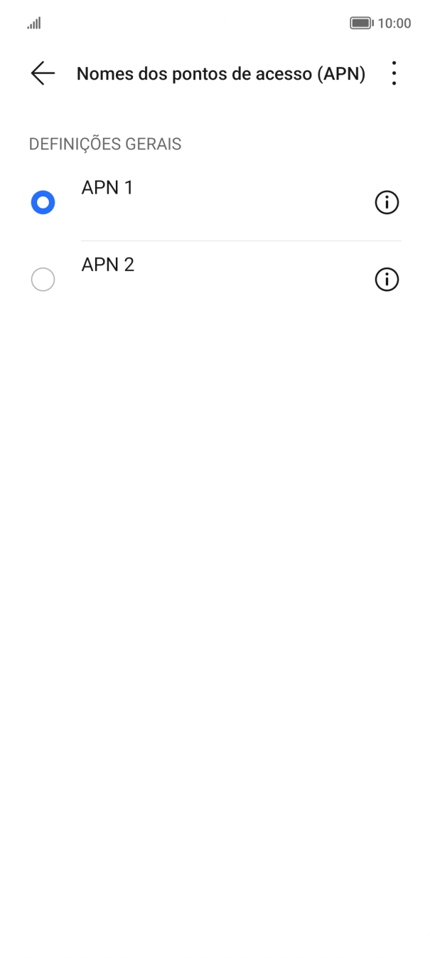 Prima o campo junto à ligação de dados pretendida para a ativar.