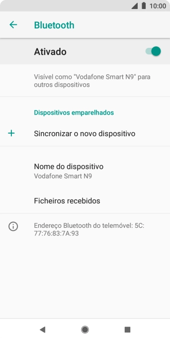 Prima Sincronizar o novo dispositivo.