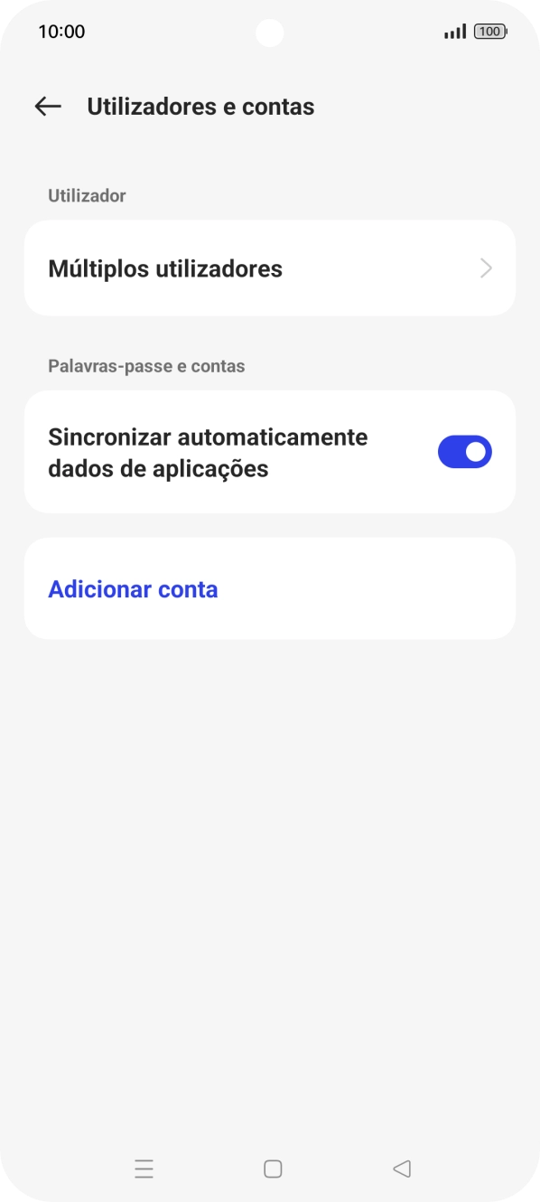 Prima Adicionar conta.