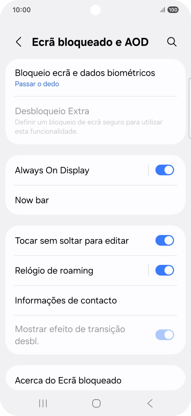 Prima Bloqueio ecrã e dados biométricos.