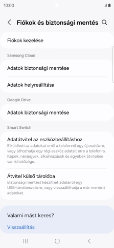 Válaszd a Fiókok kezelése lehetőséget.