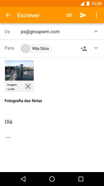 Prima o ícone para enviar quando terminar de escrever o seu e-mail.