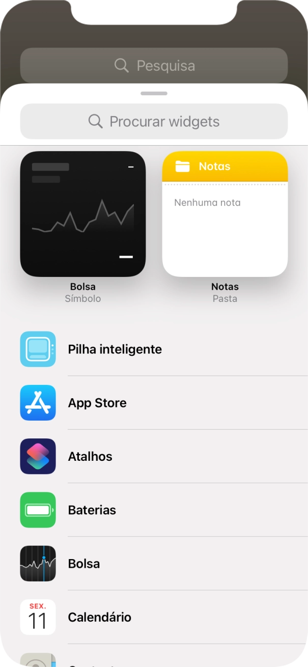 Prima o widget pretendido.