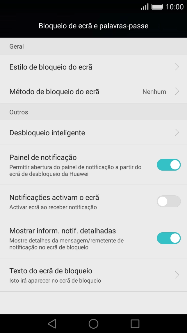Prima Método de bloqueio do ecrã.