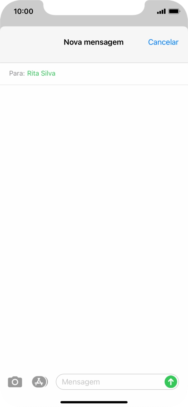 Prima o campo de escrita e escreva o texto da sua mensagem curta.